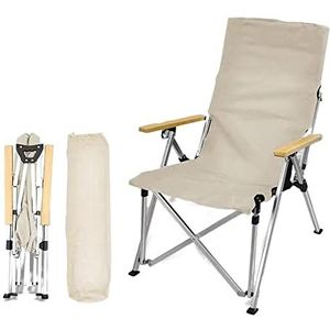 Opvouwbare campingstoel met hoge rugleuning, volledig aluminium frame for volwassenen, compact en robuust, draagbaar met schouderriem for buitenterras, balkon (Color : Khaki)
