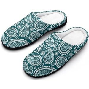 Paisley Designs Katoenen Slippers Voor Vrouwen Warme Anti-Slip Rubber Zool Huisschoenen Voor Indoor Hotel 9-10 (40-41)
