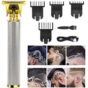 Professionele tondeuse voor mannen en vrouwen, draadloze oplaadbare tondeuse, metalen body cutting verzorgingsset, baardscheerapparaat, kapperszaak (zilver)