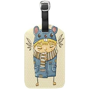 Cool Mouse Jongens Bagage Bagage Koffer Tags Lederen ID Label voor Reizen (2 stuks)