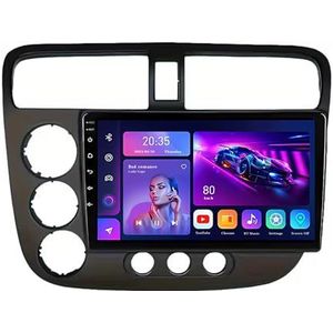 9"" 2 DIN Android 14 Autoradio Stereo voor Honda Civic 7 2000-2006 met draadloze CarPlay Backup Camera Stuurwielbediening GPS Navigatie Bluetooth(L200(4+32G))