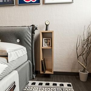 [en.casa] Wandrek Åmot hangend met 2 vakken houtkleurig zwevende plank met opbergruimte open nachtkastje slaapkamer 65x20x15 cm