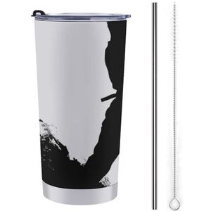 AQRJLPM Kickboksen Autobeker van roestvrij staal 20 oz beker met rietje en deksels lekvrij geïsoleerde roestvrijstalen reiskoffiemok pobtable voor koude warme dranken kamperen