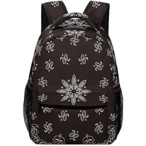 Zwarte Paisley Bandana Leuke Rugzak Casual Dagrugzak Schoudertas Lichtgewicht Rugzak Voor Sport Reizen Outdoor