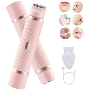 2-in-1 elektrisch scheerapparaat voor dames - oplaadbaar nat droog waterdicht tweekop bikini haartrimmer, roze