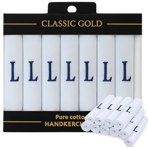 Dudu N Girlie Heren/Heren Witte Satijn Gegrenzde Zakdoeken met & Blauwe Geborduurde Initialen, L, One Size