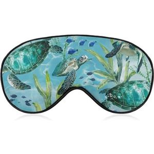 Zeeschildpad blauw slaapmasker, lichtblokkerend oogmasker, comfortabel en zacht, oogbedekking met elastiek, geschikt voor mannen en vrouwen, geschikt voor reizen en slapen