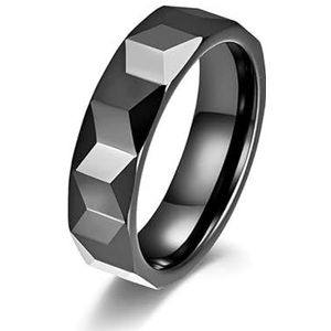 Diamant Eenvoudige Batch Hoek Zirkonia Keramische Heren- en Damesringen Neutrale Trend Reflecterende Lijn Zwarte Ring (Color : Section C, Size : 12#)