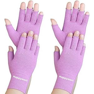 Happymart 2 paar artritishandschoenen, compressiehandschoenen voor reumatoïde en artrose, gewrichtspijnverlichting, carpaal tunnel polsondersteuning, computertypen, vingerloze handschoenen voor