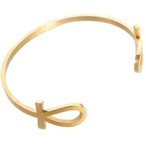 Roestvrij staal Egyptisch teken Ankh Cross Life Cuff armband voor vrouwen meisjes mooie religieuze stijl cadeau