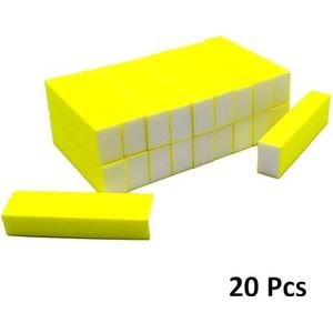 schuurgereedschap sponsblok, 10/20 stuks sponsnagels schuurbufferblok vingernagel slijpen(Neon Yellow,20 Pcs)