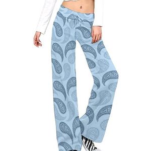 Lichtblauwe Paisley Yoga Broek Voor Vrouwen Casual Broek Lounge Broek Trainingspak Met Trekkoord 2XL