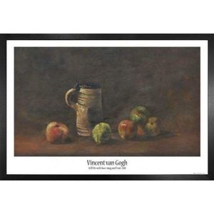 1art1 Vincent Van Gogh Affisch Print Plakkaat en MDF Lijst - Still Life With Beer Mug And Fruit, 1881 (91 x 61cm)