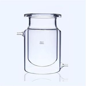 Reactiefles met vlakke bodem, drie/vier openingen, open glazen mantel, laboratoriumfles met dubbele laag(3000mL 24x24x24)
