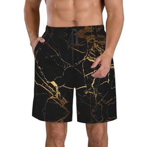 FRGMNT Groep Marokkaanse geometrische print heren sneldrogende zwemshorts strand korte plank spa shorts stretch gym shorts surfen short, Goud Zwart Behang, XXL