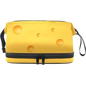 Grote capaciteit reizen cosmetische tas,Kaas patroon-01, make-up tas,Waterdichte make-up tas organisator, Meerkleurig, 27x15x14 cm/10.6x5.9x5.5 in