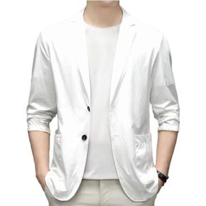 Lichtgewicht modieuze blazer voor heren, lichtgewicht, zomerjas, zonnebranderpak, blazers, slimfit, solide, sportjack, Wit, L