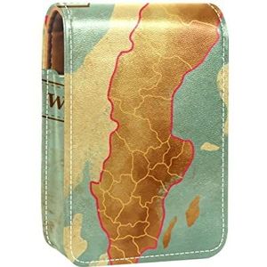 Gepersonaliseerde Lipstick Case Draagbare Make-up Tas Cosmetische Pouch Lippenstift Houder Make-up Organizer Zweden Kaart, Meerkleurig, 9.5x2x7 cm/3.7x0.8x2.7 in