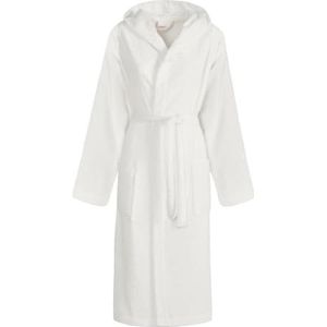 Badjas voor dames en heren van microbadstof, 100% katoen, 260 g, met capuchon en zakken Journey (IT, tekst, M, regular, 2-wit)