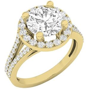 ALLORYA IGI gecertificeerd 2.52 ctw ronde lab gegroeide witte diamant gespleten schacht verjaardag ring in 14K geel goud maat 7
