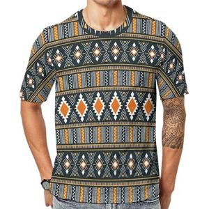 Tribal Afrikaans Kente-patroon grafisch T-shirt voor heren met korte mouwen ronde hals print casual T-shirt L