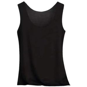 Tdvcpmkk Dames Ice Silk Naadloos Vest Basic Mouwloos O-hals Racer Tank Dun Shirt Yoga Vest Ondershirt, Zwart, L