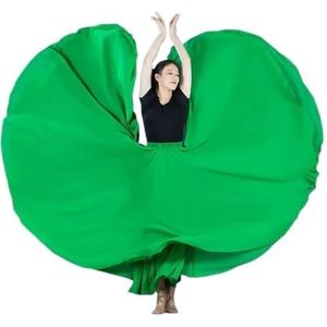 Flamencorok for vrouwen, 720 graden, volle cirkelvormige swingrok, Spaans danskostuum, volwassen, vloeiende, geplooide gelaagde rok for optredens, Halloweenfeest, rode krijtthema-outfit(Light green_S)