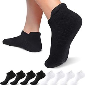 Falechay 8 Paar Sneakersokken Heren Sportsokken Dames Korte Sokken Ademende Hardloopsokken Zwart Wit 39-42