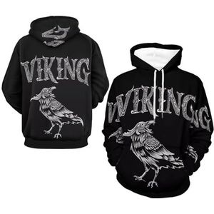 SANYJRV Viking Odin's Raven Hoodies, Lente Herfst Outdoor Sport Hardlopen Ademend Trui, Ronde Hals Hip Hop Streetwear, Raaf, XL