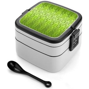 Groene Tarwe Patroon 3 Lagen Bento Box Lunch Bag Salade Lunchbox Stapelbare Maaltijd Prep Containers voor Vrouwen Mannen