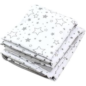 TupTam Kinder Dekbed met Patroon Set All Season Dekbedkussen Plat Kussen 2st., Grijs/Melkweg, 135x100 cm