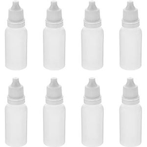 Othmro PE witte, doorschijnende druppelfles, 15 ml, kleine mondflesjes, lege knijpflessen, voor ogen, vloeistof, druppelfles, witte dop, 20 stuks