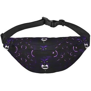 Waterdichte polyester heuptas met - lichtgewicht en duurzame crossbody-tas voor mannen en vrouwen paarse vlinders, Paars Zwarte Goth Spooky, Eén maat