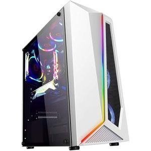 Mid-Tower Computerbehuizing ATX/M-ATX/ITX, Desktop Computerbehuizing, Gehard Glazen Zijpaneel Verticale GPU Beugel Ondersteuning Waterkoeling(White)