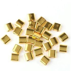 Hematiet twee gaten kralen bedels goud zilver kleur geometrisch patroon platte kralen voor Boheemse ketting armband maken - 18k goud - 5 x 2 x 2 mm, 150 stuks