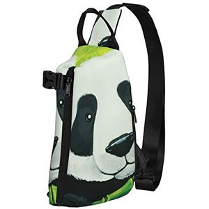 WOWBED panda bearPrinted Crossbody Sling Bag Multifunctionele Rugzak voor Reizen Wandelen Buitensporten, Zwart, One Size