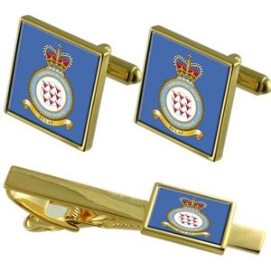 Royal Air Force rode pijlen gouden manchetknopen Tie Bar bijpassende set, Eén maat, Messing, Geen edelsteen