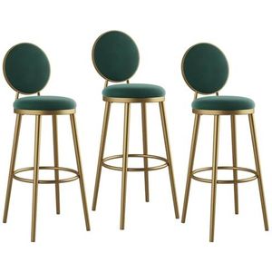 3-delige Barkrukset, Moderne Eenvoudige Barkruk, Massief Houten Kussen Barstoel, Metalen Frame, Geschikt For Keuken, Lounge, Bar, Kantoor, Enz (Color : Dark Green, Size : 39x39x70cm)