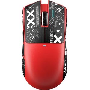 ATTACK SHARK X11 SE Draadloze Gaming Muis, PixArt PAW3311 Gaming Sensor, BT/2.4G Draadloos/Bedraad, 22000 DPI, 65 Uur Batterij, Kantoor- en Muis voor Win11/Xbox/PS/Mac (Rood + Tape)