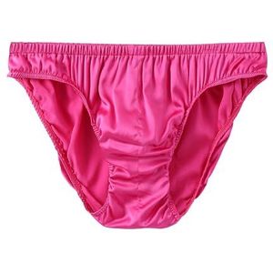 SilRiver Zijden satijnen slip voor heren, bikini, ondergoed, bulge, versterkende slip, roséviolet, XL