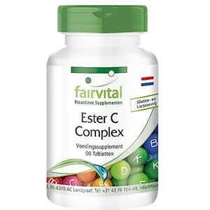 Fairvital | Ester C 500mg - vitamine C complex met bioflavanoïden - HOOG GEDOSEERD & VEGAN - gebufferde vitamine C - 90 tabletten - maagvriendelijk
