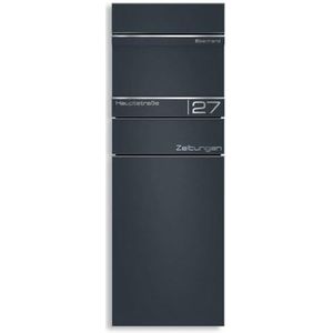 Metzler Alves 2 Staande brievenbus met krantenvak, hoogwaardig staal, poedercoating in RAL 7016 antraciet, individuele lasergravure, softclosemechanisme, incl. montagemateriaal en 2 sleutels