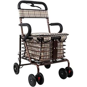 Standaard wandelaars 4 wielen rollator loophulp met zitting voor ouderen opvouwbare mobiliteitshulp winkelwagen trolley cadeau voor mama papa ondersteuning tot 350 lbs