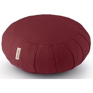 basaho CLASSIC Zafu Meditatiekussen | Biologisch Katoen | Boekweitdoppen | Afneembare Wasbare Hoes (Tibetaans Bordeaux)