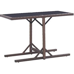 XGWKCNV Outdoor Outdoor Tafels, Tuintafel Bruin 110x53x72 cm Glas en Poly Rotan