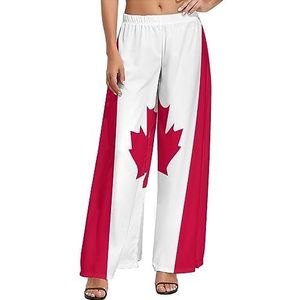 Canadese vlag dames casual wijde pijpen lounge broek comfortabele losse joggingbroek joggingbroek broek