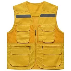 Fluorescerend Vest Reflecterend pak polyester vezel reflecterende veiligheidsvest met zilveren staaf geschikt for nachtelijke jogging Reflecterend Harnas (Color : Yellow, Size : 3XL)