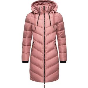MARIKOO Armasa Winterjas voor dames, warme gewatteerde jas, lang, met capuchon, XS-XXL, Dark Rose, XL