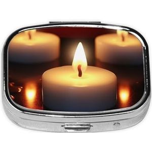 Kaars Pil Case 2 Compartiment Pillendoos Draagbare Metalen Pil Organizer Leuke Reizen Pil Container Vitamine Organizer voor Portemonnee Pocket Reizen Gift