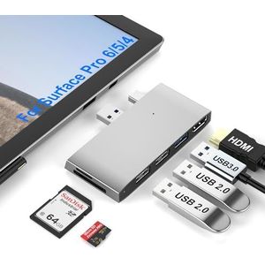 Arkidyn Plus Surface Pro 6/5/4 dockingstation: USB 3.0, 2x USB 2.0, 4K HDMI, SD/TF-kaartlezer voor Microsoft Surface Pro 6/5/4